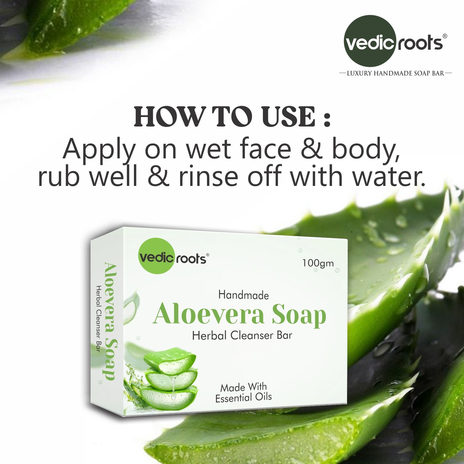 Vedic Roots Handmade Aloe Vera Soap - Fresh and Luxury Soap for Cool and Clear Skin - Image 6